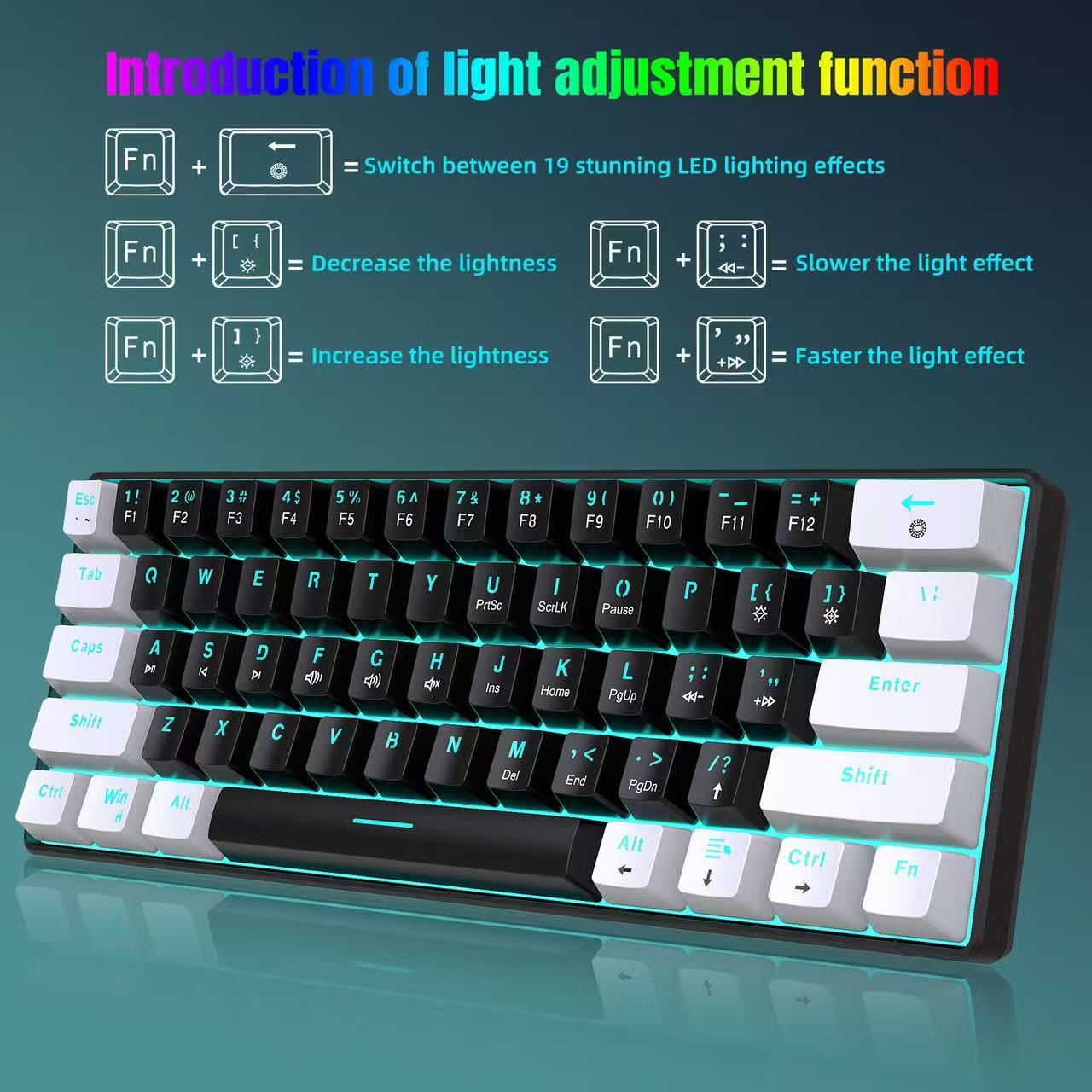 Teclado mecánico 60%, teclado  - Keyboard Gaming Blue Switch reseña y precio