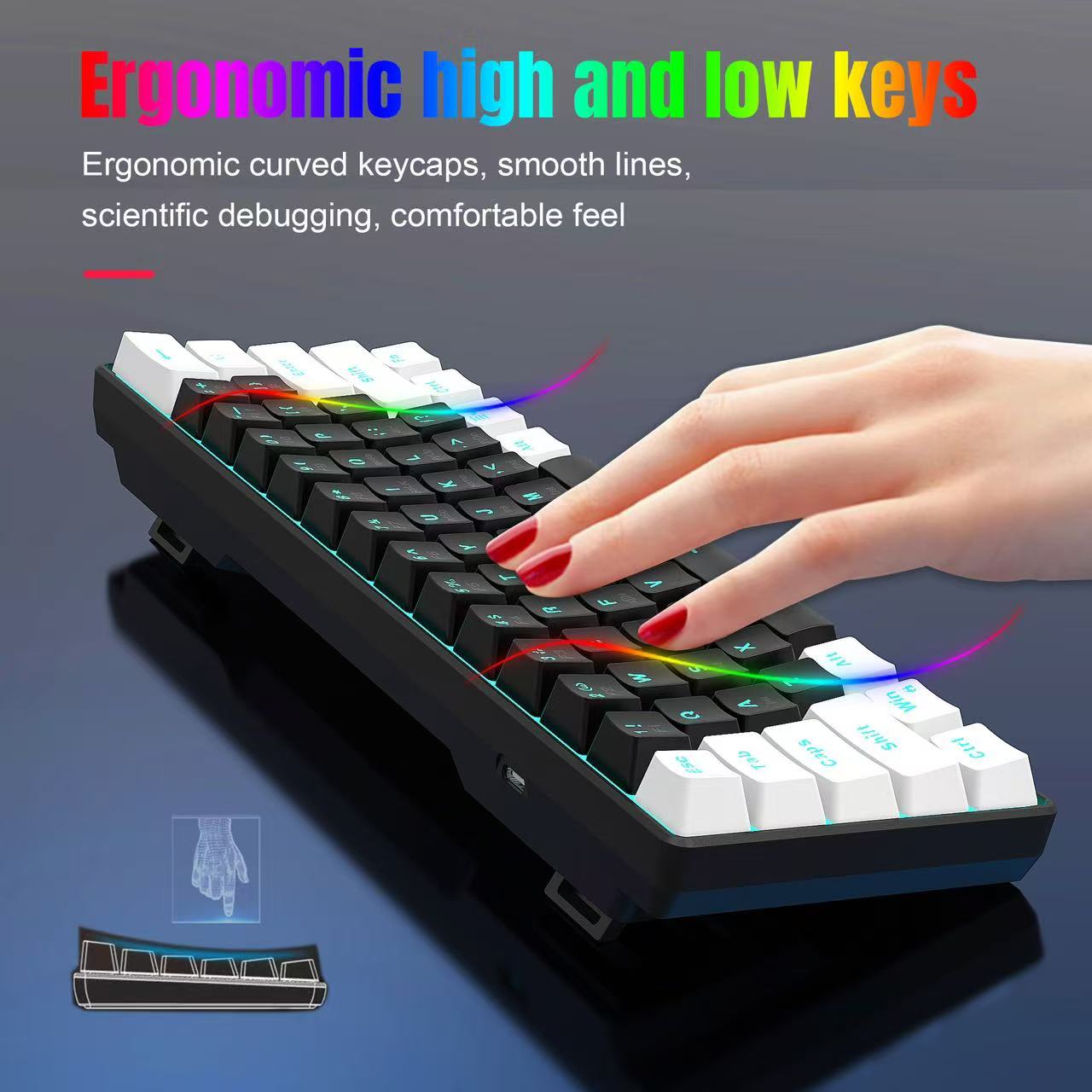 Teclado mecánico 60%, teclado  - Keyboard Gaming Blue Switch reseña y precio