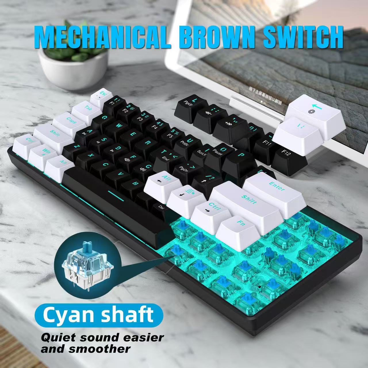 Teclado mecánico 60%, teclado  - Keyboard Gaming Blue Switch reseña y precio