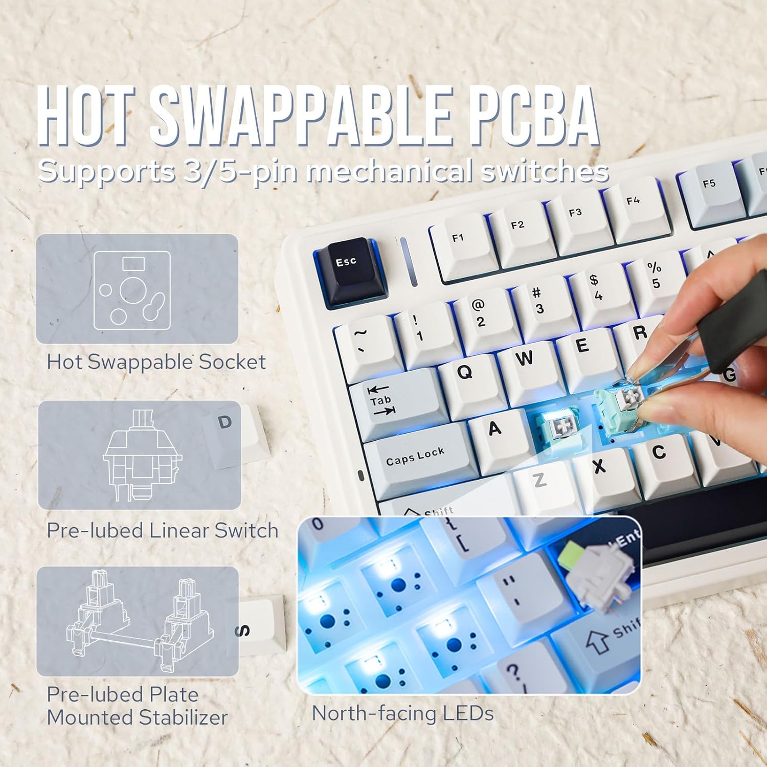 Teclado Mecánico Aula F75 75%  - Gaming Keyboard Hot Swappable reseña y precio
